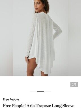 Free People Size M Aria Trapeze Long Sleeve Top - White Nwot